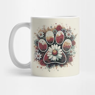 Paw print, flower,daisies, floral, flowers, minimal style, pet lovers, animal lovers Mug